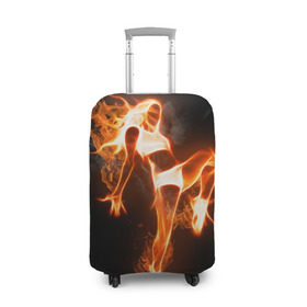 Чехол для чемодана 3D с принтом Спортивная страсть , 86% полиэфир, 14% спандекс | двустороннее нанесение принта, прорези для ручек и колес | грация | здоровье | зож | огонь | пламя | силуэт | спорт | страсть | танец | тонус | фитнес