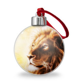 Ёлочный шар с принтом Лев , Пластик | Диаметр: 77 мм | власть | джунгли | кошка | лев | мощь | отвага | сила | хищник | храбрость | царь зверей