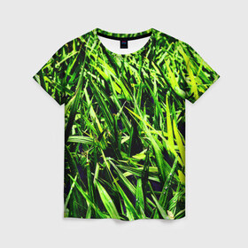 Женская футболка 3D с принтом Трава , 100% полиэфир ( синтетическое хлопкоподобное полотно) | прямой крой, круглый вырез горловины, длина до линии бедер | green | зеленый