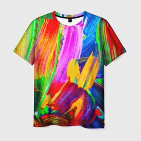Мужская футболка 3D с принтом абстракция красок , 100% полиэфир | прямой крой, круглый вырез горловины, длина до линии бедер | Тематика изображения на принте: абстракция | краска | цветные