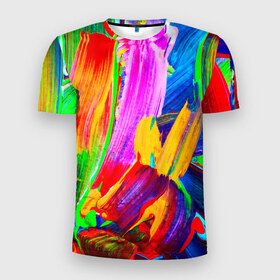 Мужская футболка 3D спортивная с принтом абстракция красок , 100% полиэстер с улучшенными характеристиками | приталенный силуэт, круглая горловина, широкие плечи, сужается к линии бедра | Тематика изображения на принте: абстракция | краска | цветные