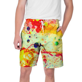 Мужские шорты 3D с принтом Брызги красок ,  полиэстер 100% | прямой крой, два кармана без застежек по бокам. Мягкая трикотажная резинка на поясе, внутри которой широкие завязки. Длина чуть выше колен | цветные