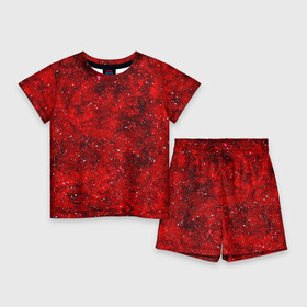 Детский костюм с шортами 3D с принтом Red Star ,  |  | абстракция | арт | брызги | краска | красный | цветные