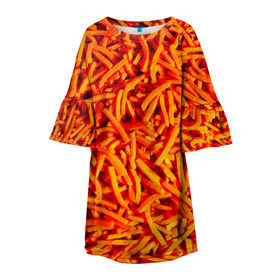 Детское платье 3D с принтом Морковь , 100% полиэстер | прямой силуэт, чуть расширенный к низу. Круглая горловина, на рукавах — воланы | морковь | овощи | оранжевый | салат