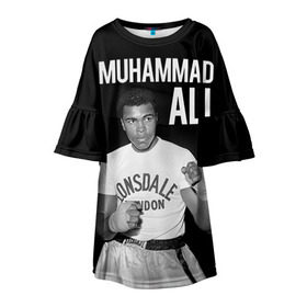 Детское платье 3D с принтом Muhammad Ali , 100% полиэстер | прямой силуэт, чуть расширенный к низу. Круглая горловина, на рукавах — воланы | ali | boxing | muhammad ali |   |  muhammad |  бокс | али | боксер | мухамад. мухаммад | мухаммед | мухаммед али