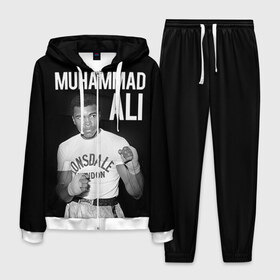 Мужской костюм 3D с принтом Muhammad Ali , 100% полиэстер | Манжеты и пояс оформлены тканевой резинкой, двухслойный капюшон со шнурком для регулировки, карманы спереди | ali | boxing | muhammad ali |   |  muhammad |  бокс | али | боксер | мухамад. мухаммад | мухаммед | мухаммед али