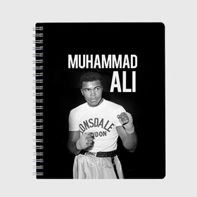 Тетрадь с принтом Muhammad Ali , 100% бумага | 48 листов, плотность листов — 60 г/м2, плотность картонной обложки — 250 г/м2. Листы скреплены сбоку удобной пружинной спиралью. Уголки страниц и обложки скругленные. Цвет линий — светло-серый
 | ali | boxing | muhammad ali |   |  muhammad |  бокс | али | боксер | мухамад. мухаммад | мухаммед | мухаммед али