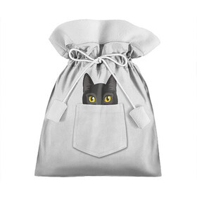 Подарочный 3D мешок с принтом Кот в кармане , 100% полиэстер | Размер: 29*39 см | 