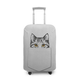 Чехол для чемодана 3D с принтом Кот в кармане 2 , 86% полиэфир, 14% спандекс | двустороннее нанесение принта, прорези для ручек и колес | animals | cat | kitty | животные | кот | котик