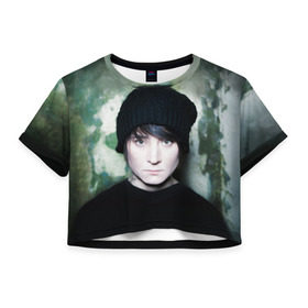 Женская футболка 3D укороченная с принтом Zemfira , 100% полиэстер | круглая горловина, длина футболки до линии талии, рукава с отворотами | zemfira | земфира | рок | русский рок