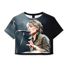 Женская футболка 3D укороченная с принтом Земфира , 100% полиэстер | круглая горловина, длина футболки до линии талии, рукава с отворотами | zemfira | земфира | рок | русский рок