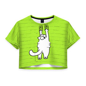 Женская футболка 3D укороченная с принтом Simon`s cat 3 , 100% полиэстер | круглая горловина, длина футболки до линии талии, рукава с отворотами | fitness | kitty | simon cat | simons | simons cat | голодный кот | для жирных | для толстых | жир | кот | кот саймона | котик | кошка | с котами | саймон | спорт | толстая | толстый | фитнес | фитнесс