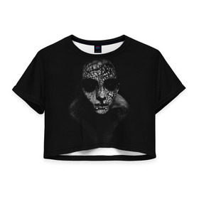 Женская футболка 3D укороченная с принтом Лицо демона , 100% полиэстер | круглая горловина, длина футболки до линии талии, рукава с отворотами | магический символ | сигил