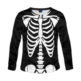 Женский лонгслив 3D с принтом Скелет , 100% полиэстер | длинные рукава, круглый вырез горловины, полуприлегающий силуэт | bones | halloween | кости | костюм | прикол | прикольная картинка | скелет | тело | хеллоуин