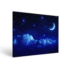 Холст прямоугольный с принтом Звёздное небо , 100% ПВХ |  | Тематика изображения на принте: звезды | луна | месяц | ночь