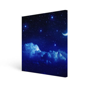 Холст квадратный с принтом Звёздное небо , 100% ПВХ |  | Тематика изображения на принте: звезды | луна | месяц | ночь
