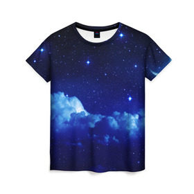Женская футболка 3D с принтом Звёздное небо , 100% полиэфир ( синтетическое хлопкоподобное полотно) | прямой крой, круглый вырез горловины, длина до линии бедер | звезды | луна | месяц | ночь