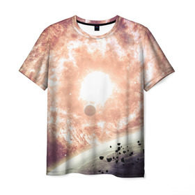 Мужская футболка 3D с принтом Галактика , 100% полиэфир | прямой крой, круглый вырез горловины, длина до линии бедер | вселенная | галактика | звезды | планеты | туманность
