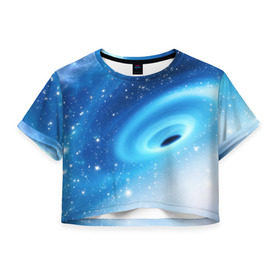 Женская футболка 3D укороченная с принтом Неизведанная галактика , 100% полиэстер | круглая горловина, длина футболки до линии талии, рукава с отворотами | вселенная | галактика | звёзды | камета | космос | метеориты | метеоры | млечный путь | орбита | планеты | солнечная система