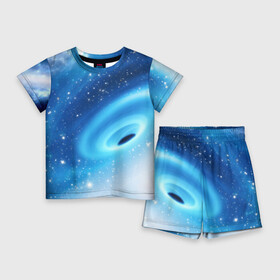 Детский костюм с шортами 3D с принтом Неизведанная галактика ,  |  | вселенная | галактика | звёзды | камета | космос | метеориты | метеоры | млечный путь | орбита | планеты | солнечная система