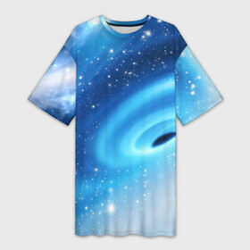 Платье-футболка 3D с принтом Неизведанная галактика ,  |  | вселенная | галактика | звёзды | камета | космос | метеориты | метеоры | млечный путь | орбита | планеты | солнечная система