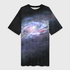 Платье-футболка 3D с принтом Млечный путь ,  |  | вселенная | галактика | звёзды | камета | космос | метеориты | метеоры | млечный путь | орбита | планеты | солнечная система