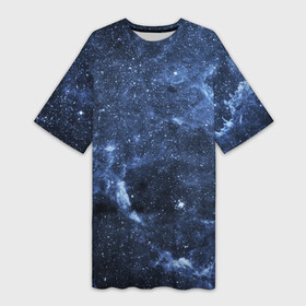 Платье-футболка 3D с принтом Безмолвный космос ,  |  | вселенная | галактика | звёзды | камета | космос | метеориты | метеоры | млечный путь | орбита | планеты | солнечная система