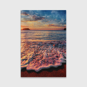 Обложка для паспорта матовая кожа с принтом Sunset , натуральная матовая кожа | размер 19,3 х 13,7 см; прозрачные пластиковые крепления | Тематика изображения на принте: закат | море | океан | пена | песок | пляж | прибой | прилив | рассвет
