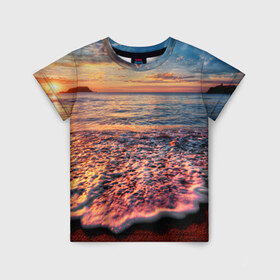 Детская футболка 3D с принтом Sunset , 100% гипоаллергенный полиэфир | прямой крой, круглый вырез горловины, длина до линии бедер, чуть спущенное плечо, ткань немного тянется | закат | море | океан | пена | песок | пляж | прибой | прилив | рассвет