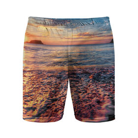 Мужские шорты 3D спортивные с принтом Sunset ,  |  | закат | море | океан | пена | песок | пляж | прибой | прилив | рассвет