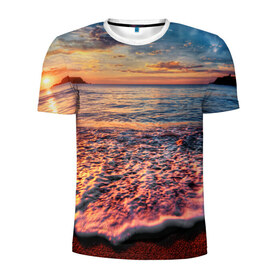 Мужская футболка 3D спортивная с принтом Sunset , 100% полиэстер с улучшенными характеристиками | приталенный силуэт, круглая горловина, широкие плечи, сужается к линии бедра | закат | море | океан | пена | песок | пляж | прибой | прилив | рассвет