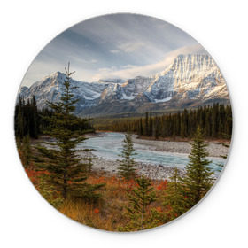 Коврик круглый с принтом Осень в горах , резина и полиэстер | круглая форма, изображение наносится на всю лицевую часть | горы | лес | осень | пейзаж