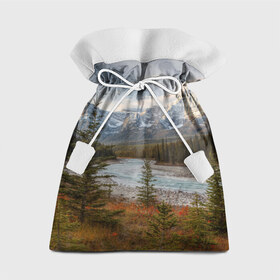 Подарочный 3D мешок с принтом Осень в горах , 100% полиэстер | Размер: 29*39 см | горы | лес | осень | пейзаж