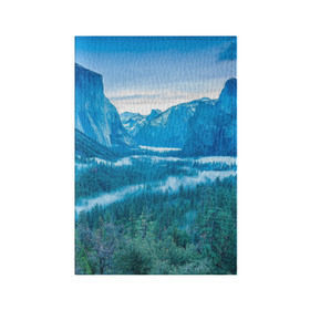 Обложка для паспорта матовая кожа с принтом Горный пейзаж , натуральная матовая кожа | размер 19,3 х 13,7 см; прозрачные пластиковые крепления | Тематика изображения на принте: горный хребет | горы | каньон | лес | пейзаж | речка | туман | ущелье