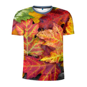 Мужская футболка 3D спортивная с принтом Осенняя пора , 100% полиэстер с улучшенными характеристиками | приталенный силуэт, круглая горловина, широкие плечи, сужается к линии бедра | жёлтый | красный | листва | листья | осень