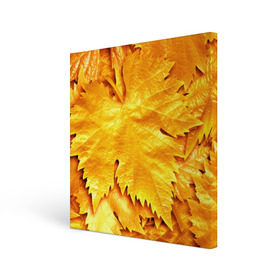 Холст квадратный с принтом Золотая осень , 100% ПВХ |  | жёлтый | золотой | клён | красота | листва | листья | наряд | осень | осина | покров | природа