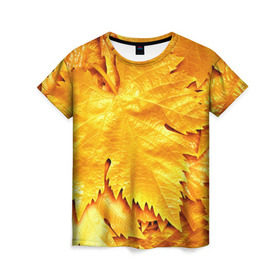 Женская футболка 3D с принтом Золотая осень , 100% полиэфир ( синтетическое хлопкоподобное полотно) | прямой крой, круглый вырез горловины, длина до линии бедер | жёлтый | золотой | клён | красота | листва | листья | наряд | осень | осина | покров | природа