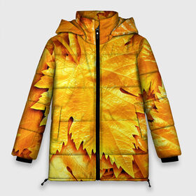Женская зимняя куртка 3D с принтом Золотая осень , верх — 100% полиэстер; подкладка — 100% полиэстер; утеплитель — 100% полиэстер | длина ниже бедра, силуэт Оверсайз. Есть воротник-стойка, отстегивающийся капюшон и ветрозащитная планка. 

Боковые карманы с листочкой на кнопках и внутренний карман на молнии | жёлтый | золотой | клён | красота | листва | листья | наряд | осень | осина | покров | природа
