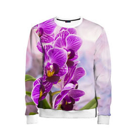 Детский свитшот 3D с принтом Божественная орхидея , 100% полиэстер | свободная посадка, прямой крой, мягкая тканевая резинка на рукавах и понизу свитшота | 8 марта | букет | весна | красота | куст | лето | орхидея | подарок | сиреневый цвет | цветок | шикарный цветочек