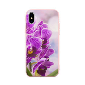 Чехол для Apple iPhone X силиконовый матовый с принтом Божественная орхидея , Силикон | Печать на задней стороне чехла, без боковой панели | Тематика изображения на принте: 8 марта | букет | весна | красота | куст | лето | орхидея | подарок | сиреневый цвет | цветок | шикарный цветочек