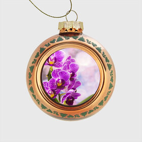 Стеклянный ёлочный шар с принтом Божественная орхидея , Стекло | Диаметр: 80 мм | 8 марта | букет | весна | красота | куст | лето | орхидея | подарок | сиреневый цвет | цветок | шикарный цветочек