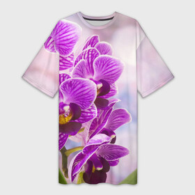 Платье-футболка 3D с принтом Божественная орхидея ,  |  | 8 марта | букет | весна | красота | куст | лето | орхидея | подарок | сиреневый цвет | цветок | шикарный цветочек