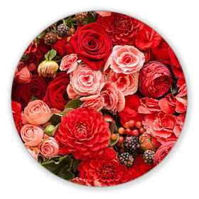 Коврик круглый с принтом Шикарный букет , резина и полиэстер | круглая форма, изображение наносится на всю лицевую часть | 8 марта | блеск | гвоздики | красный | красота | невероятный | огромный букет | пёстрый | праздник | розы | роскошный | цветы | шикарный