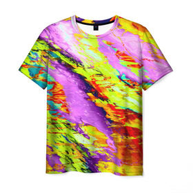 Мужская футболка 3D с принтом Акварельные краски , 100% полиэфир | прямой крой, круглый вырез горловины, длина до линии бедер | абстракция | абстракция красок | краска | цветные