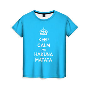 Женская футболка 3D с принтом hakuna matata , 100% полиэфир ( синтетическое хлопкоподобное полотно) | прямой крой, круглый вырез горловины, длина до линии бедер | 