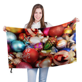 Флаг 3D с принтом Новогодние игрушки , 100% полиэстер | плотность ткани — 95 г/м2, размер — 67 х 109 см. Принт наносится с одной стороны | новогодний | рождество | шарики