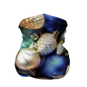 Бандана-труба 3D с принтом Игрушки на ёлку , 100% полиэстер, ткань с особыми свойствами — Activecool | плотность 150‒180 г/м2; хорошо тянется, но сохраняет форму | Тематика изображения на принте: новогодний | рождество | шарики