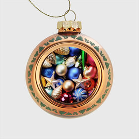 Стеклянный ёлочный шар с принтом Игрушки на ёлку , Стекло | Диаметр: 80 мм | Тематика изображения на принте: новогодний | рождество | шарики