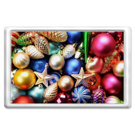 Магнит 45*70 с принтом Игрушки на ёлку , Пластик | Размер: 78*52 мм; Размер печати: 70*45 | Тематика изображения на принте: новогодний | рождество | шарики