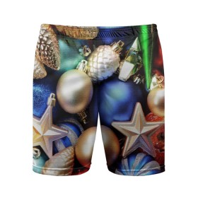 Мужские шорты 3D спортивные с принтом Игрушки на ёлку ,  |  | новогодний | рождество | шарики